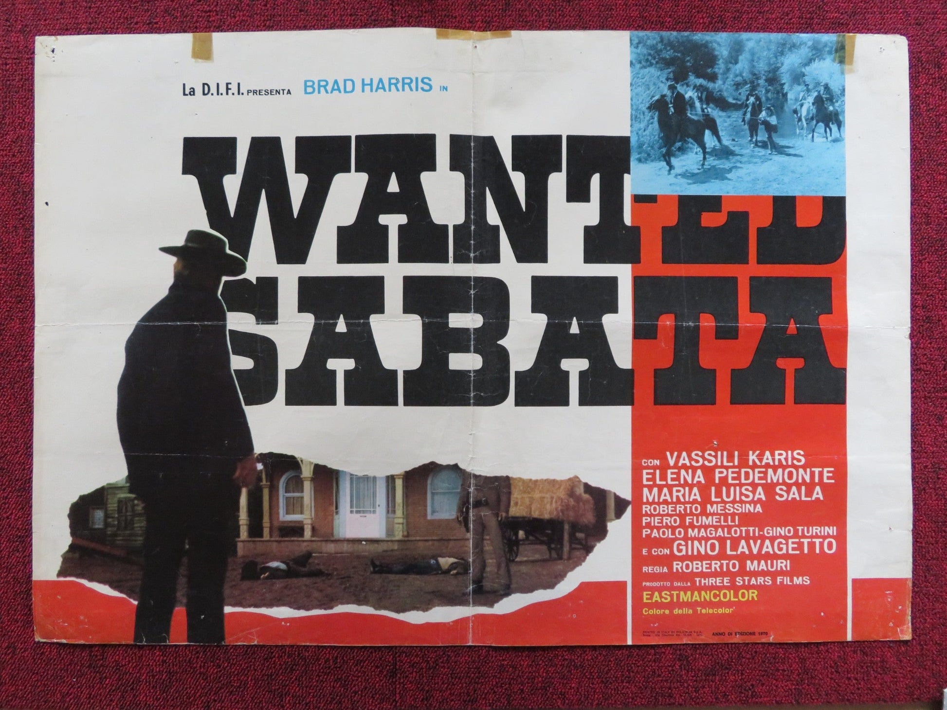 WANTED SABATA - A ITALIAN FOTOBUSTA POSTER BRAD HARRIS VASSILI KARIS 1970 Rendezvous Cinema Movie posters