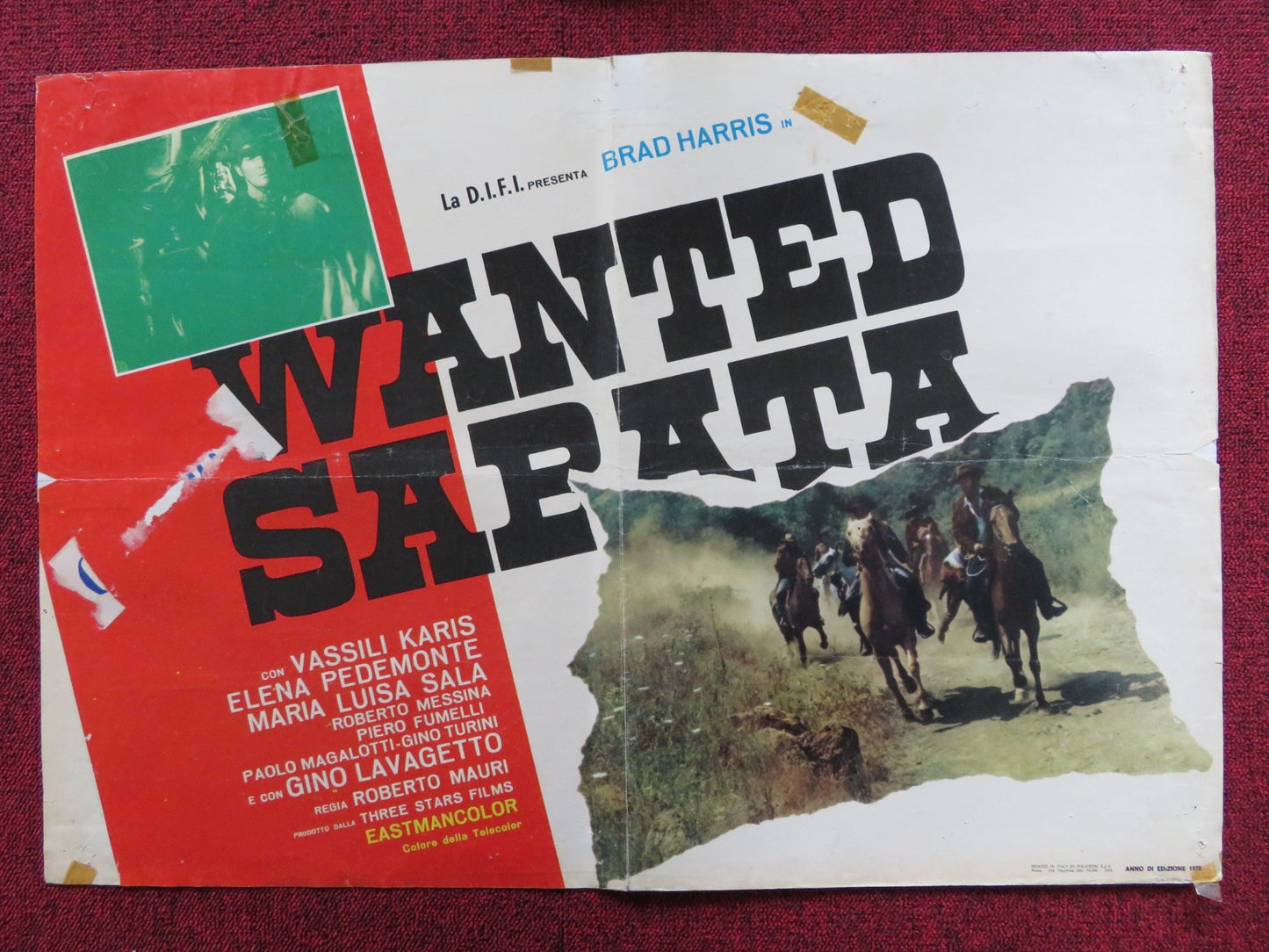 WANTED SABATA - B ITALIAN FOTOBUSTA POSTER BRAD HARRIS VASSILI KARIS 1970 Rendezvous Cinema Movie posters