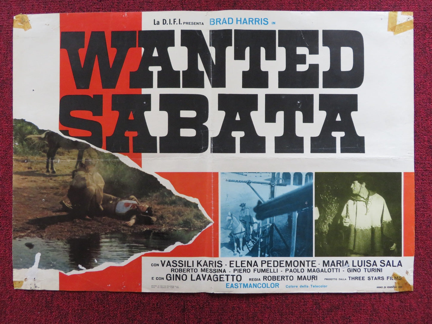 WANTED SABATA - C ITALIAN FOTOBUSTA POSTER BRAD HARRIS VASSILI KARIS 1970 Rendezvous Cinema Movie posters