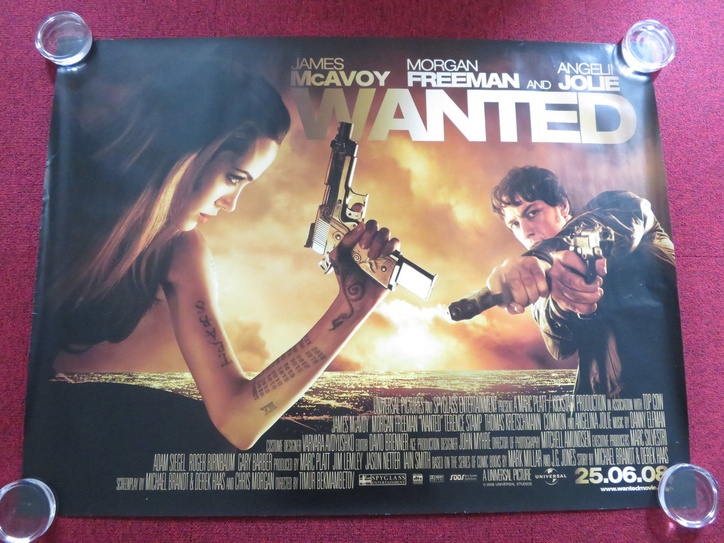 WANTED UK QUAD (30"x 40") ROLLED POSTER JAMES MCAVOY ANGELINA JOLIE 2008 Rendezvous Cinema Movie posters