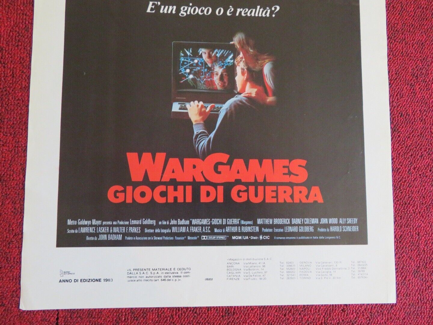 WAR GAMES ITALIAN LOCANDINA (27.5"x13") POSTER JOHN BADHAM 1983 - Rendezvous Cinema