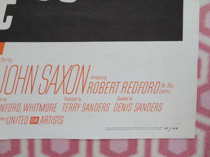 WAR HUNT FOLDED US ONE SHEET POSTER JOHN SAXON ROBERT REDFORD 1962 Movie posters