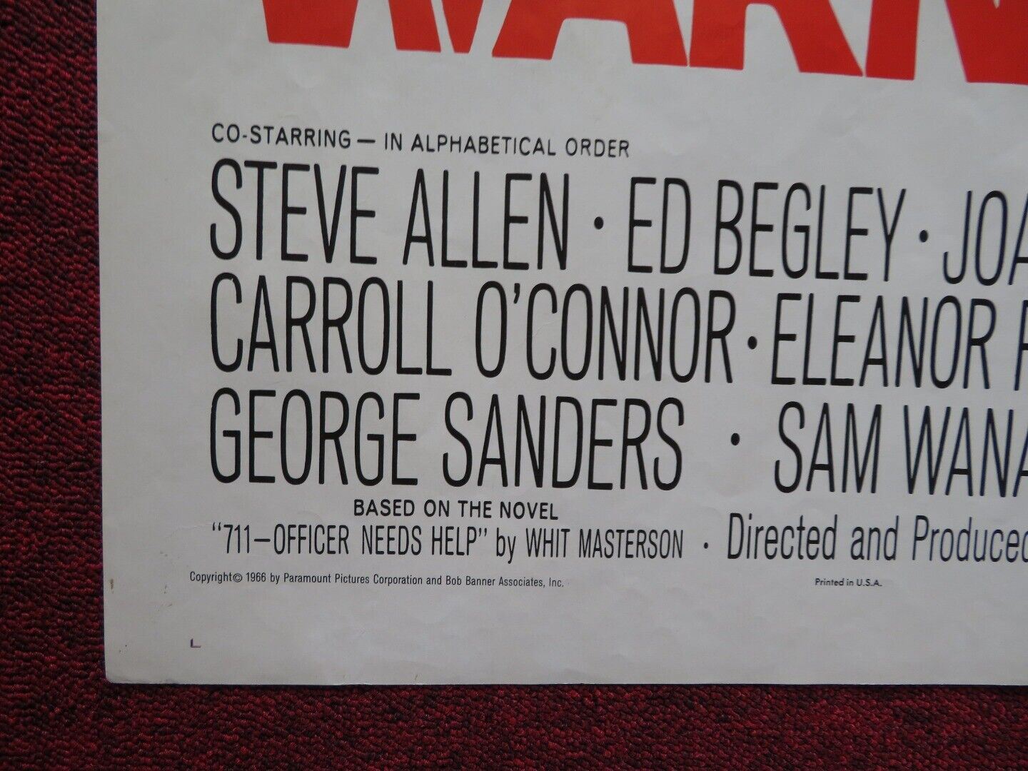 WARNING SHOT FOLDED US ONE SHEET POSTER JOAN COLLINS DAVID JANSSEN 1966 - Rendezvous Cinema