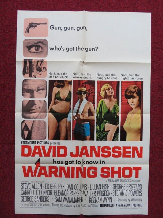 WARNING SHOT FOLDED US ONE SHEET POSTER STEVE ALLEN DAVID JANSSEN 1966 Movie posters