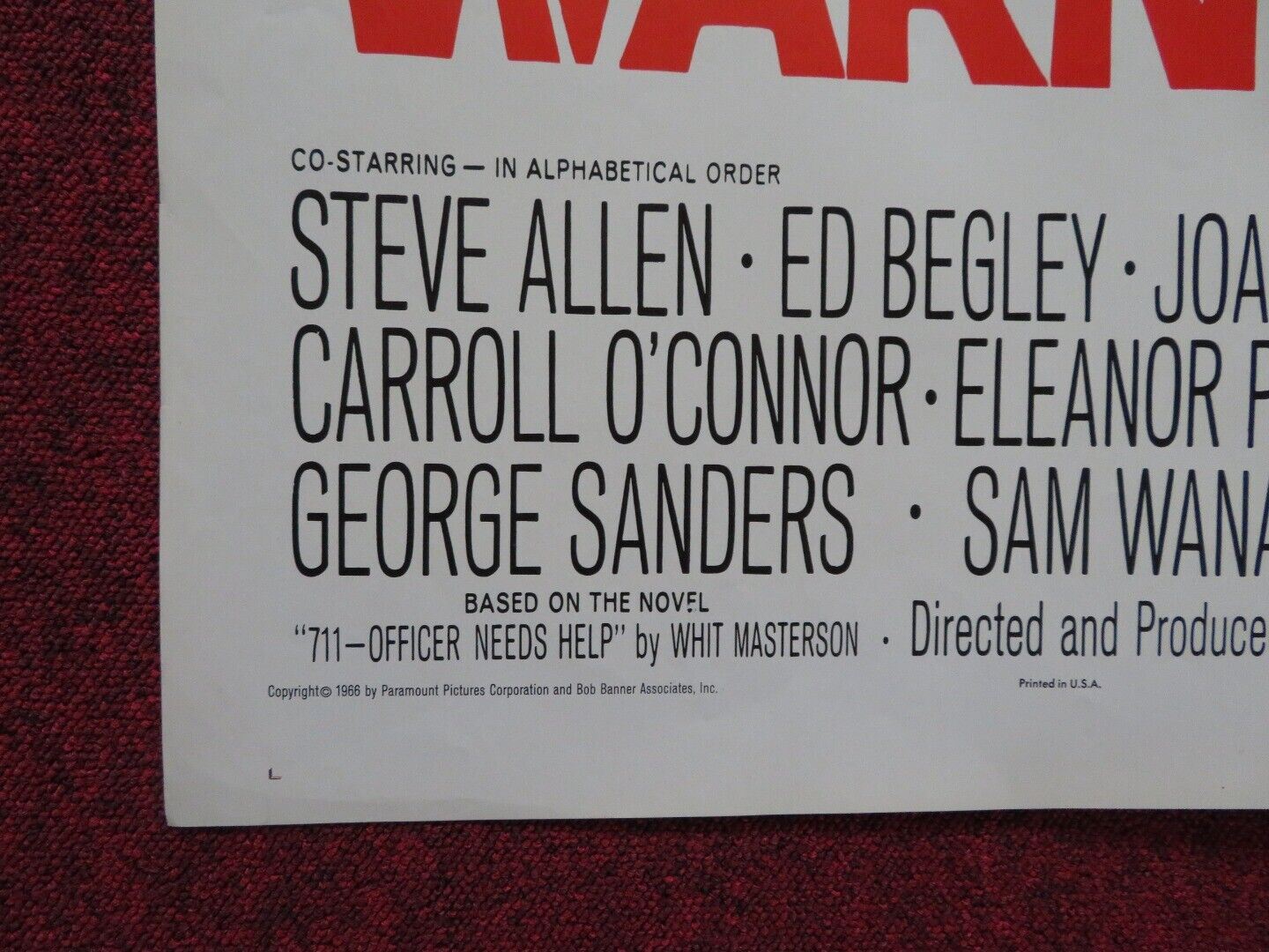 WARNING SHOT FOLDED US ONE SHEET POSTER STEVE ALLEN DAVID JANSSEN 1966 Movie posters