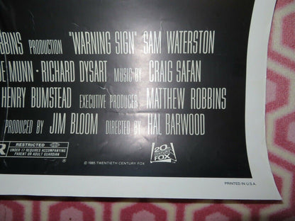 WARNING SIGN US ONE SHEET POSTER SAM WATERSTON YAPHET KOTTO 1985 Movie posters