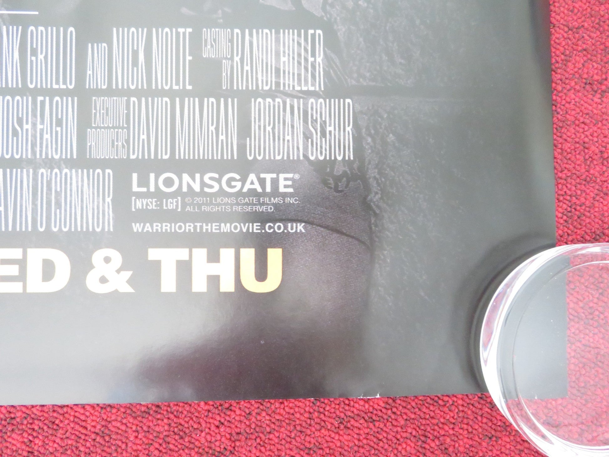 WARRIOR UK QUAD (30"x 40") ROLLED POSTER TOM HARDY JOEL EDGERTON 2011 Rendezvous Cinema Movie posters