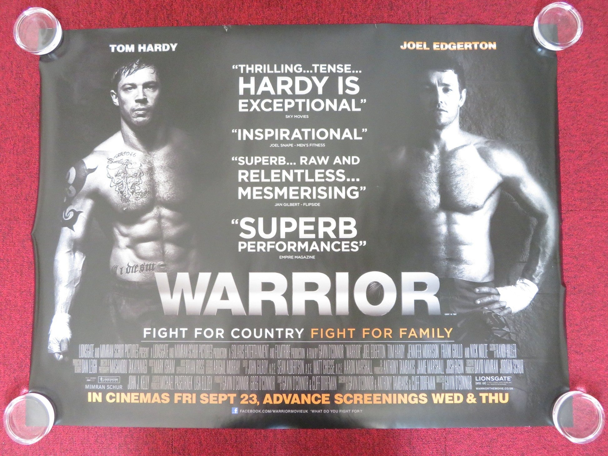 WARRIOR UK QUAD (30"x 40") ROLLED POSTER TOM HARDY JOEL EDGERTON 2011 Rendezvous Cinema Movie posters