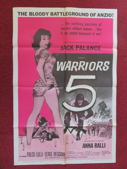 WARRIORS 5 FOLDED US ONE SHEET POSTER ANNA RALLI 1962 - Rendezvous Cinema