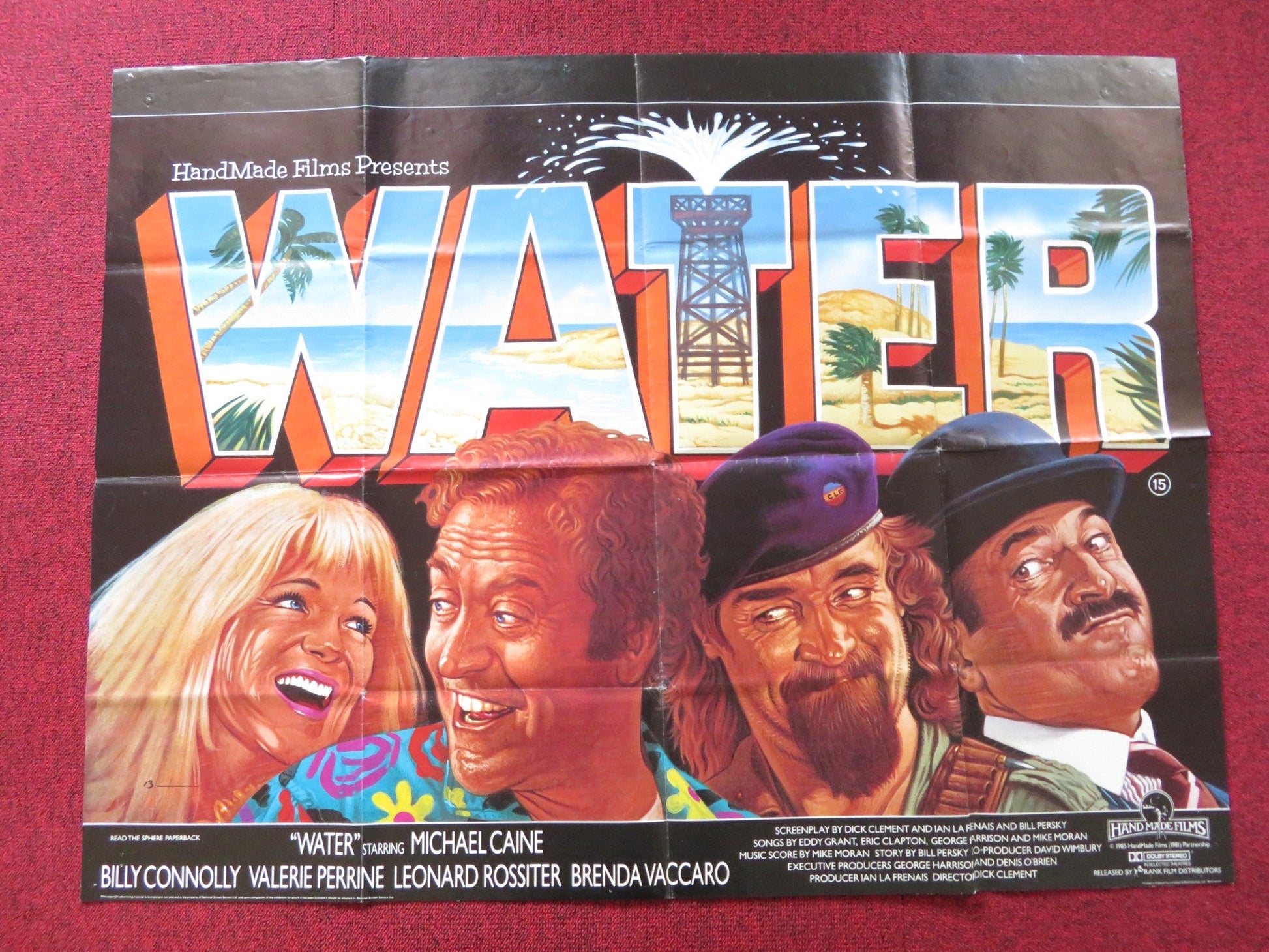 WATER UK QUAD POSTER FOLDED BILLY CONNOLLY MICHAEL CAINE 1985 Rendezvous Cinema Movie posters
