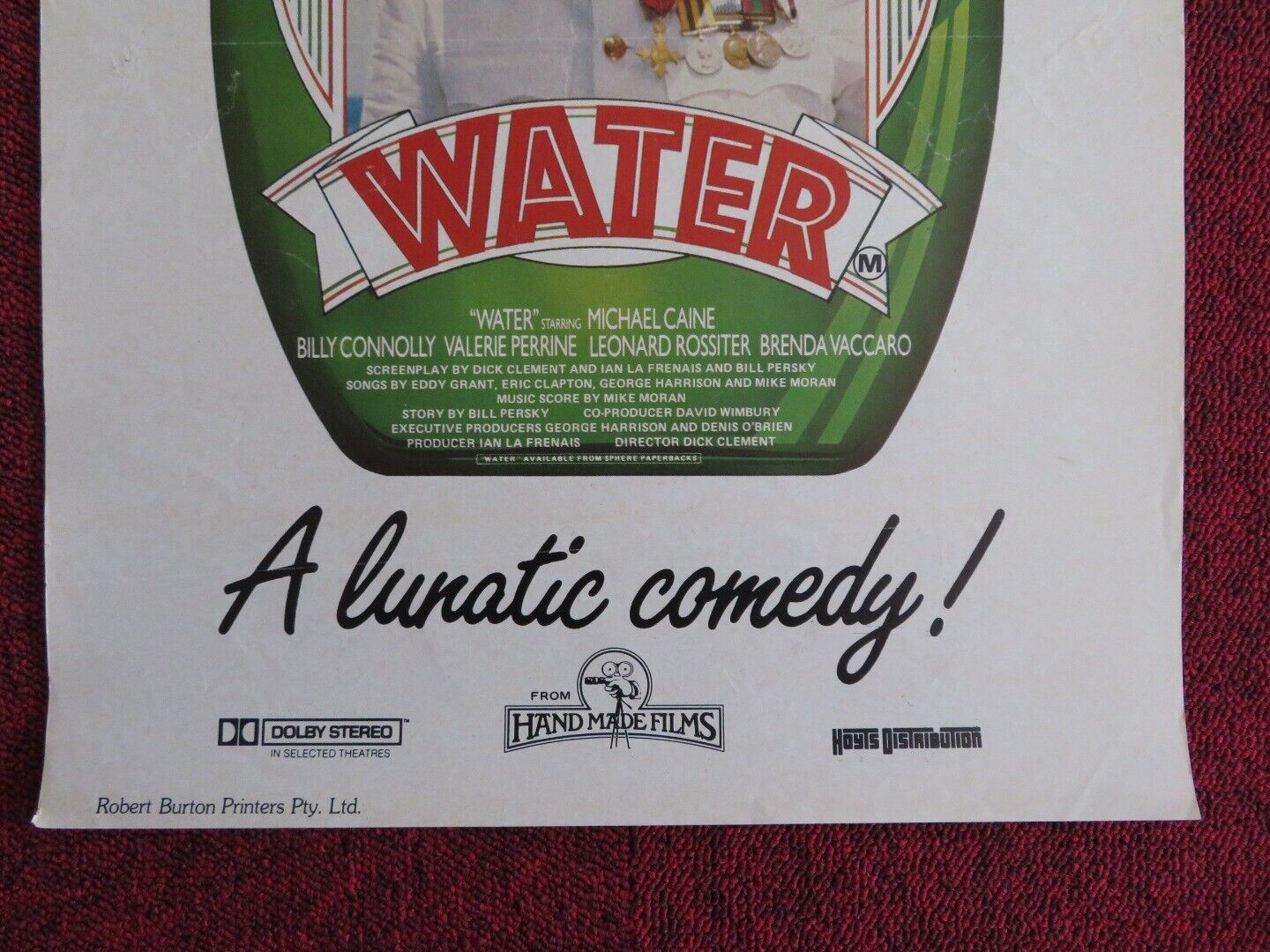 WATER U.S MINI (13" X 27") POSTER MICHAEL CAINE BILLY CONNOLLY 1985 - Rendezvous Cinema