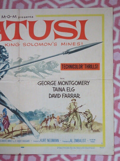 WATUSI US HALF SHEET (22"x 28") POSTER GEORGE MONTGOMERY 1959 - Rendezvous Cinema