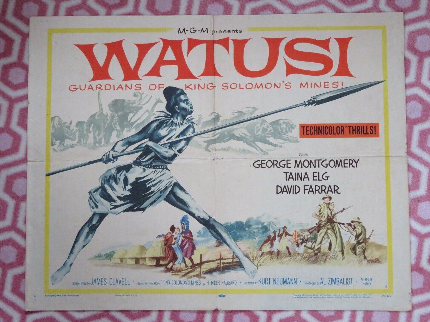 WATUSI US HALF SHEET (22"x 28") POSTER GEORGE MONTGOMERY 1959 - Rendezvous Cinema