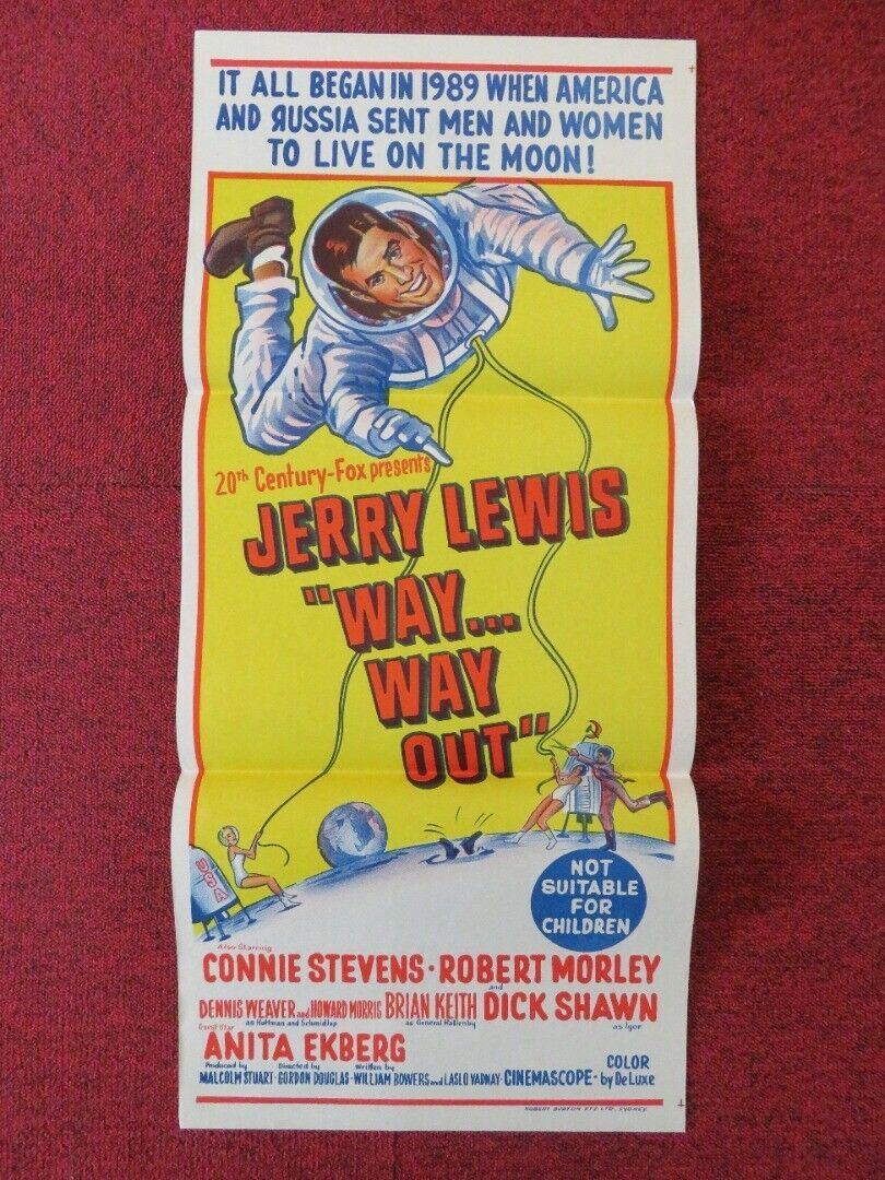WAY WAY OUT FOLDED AUSTRALIAN DAYBILL POSTER Jerry Lewis Connie Stevens 1966 Movie posters