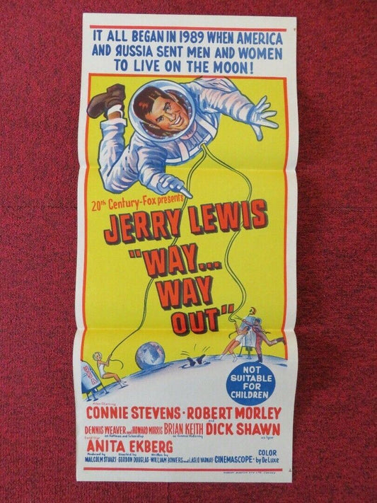 WAY WAY OUT FOLDED AUSTRALIAN DAYBILL POSTER Jerry Lewis Connie Stevens 1966 Movie posters