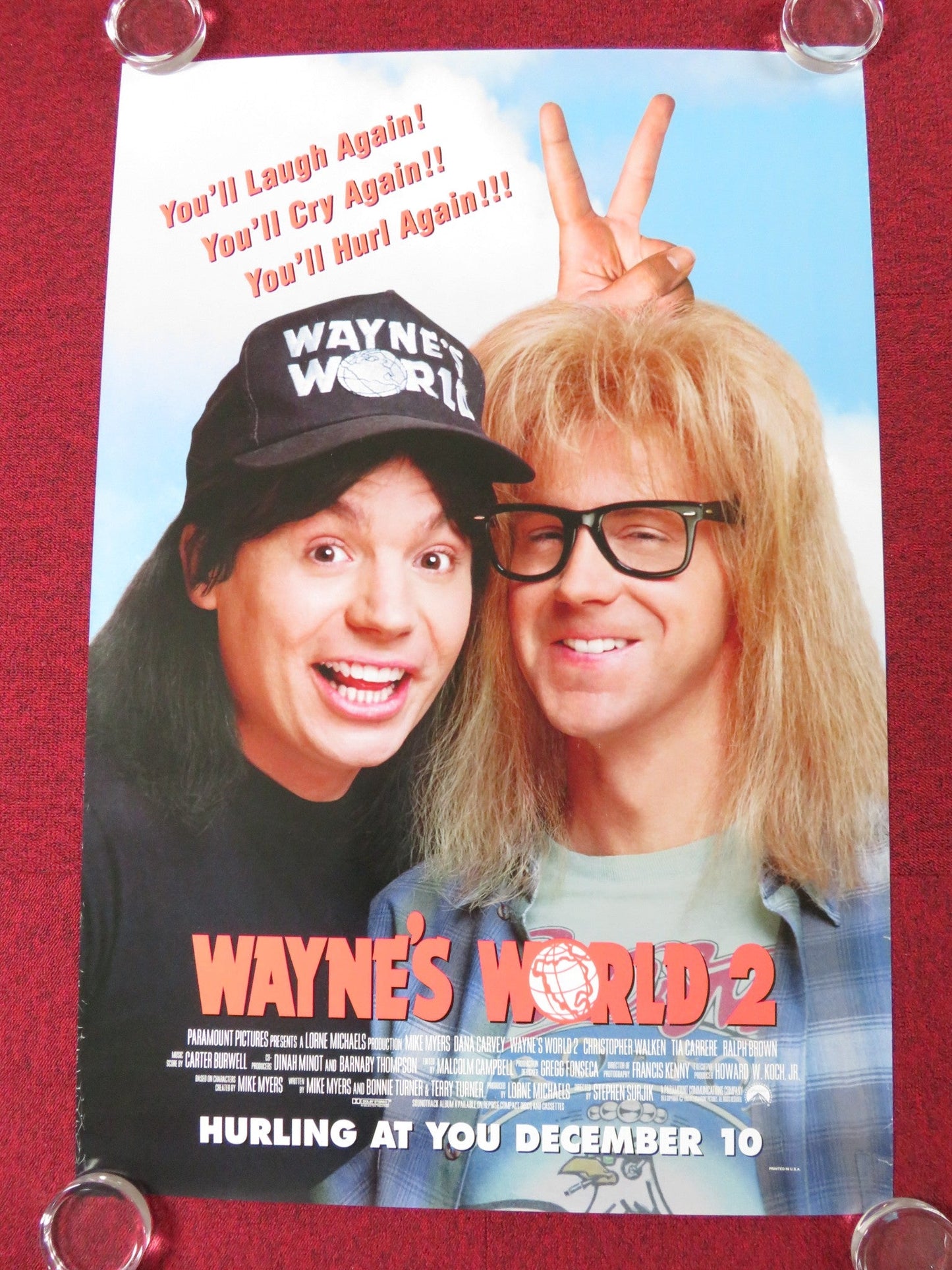 WAYNE'S WORLD 2 - B US ONE SHEET ROLLED POSTER MIKE MYERS DANA CARVEY 1993 Rendezvous Cinema Movie posters