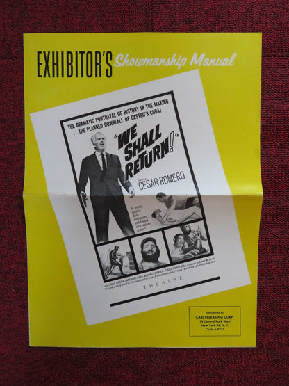 WE SHALL RETURN UNCUT EXHIBITOR FOLDED PRESS BOOK CESAR ROMERO 1963 Rendezvous Cinema Movie posters