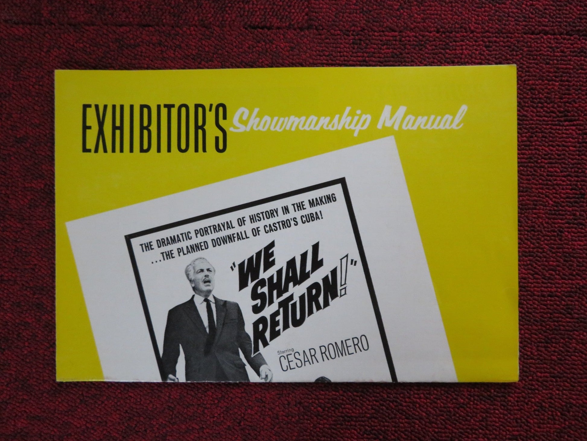 WE SHALL RETURN UNCUT EXHIBITOR FOLDED PRESS BOOK CESAR ROMERO 1963 Rendezvous Cinema Movie posters