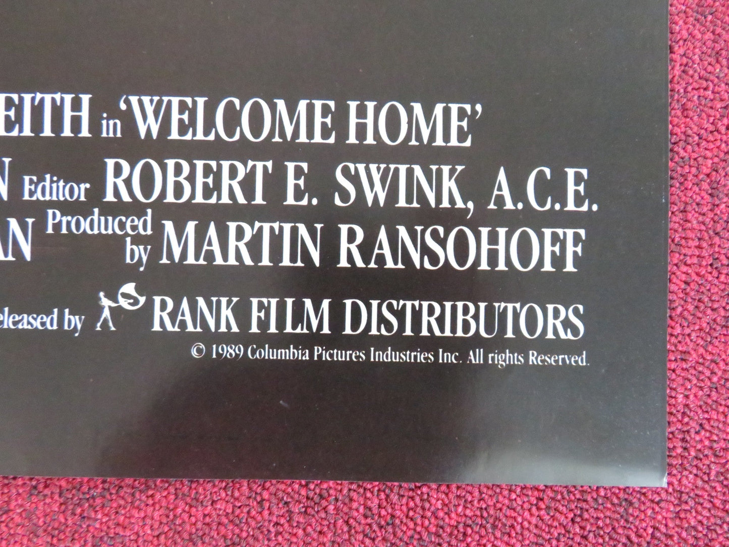 WELCOME HOME FOLDED US ONE SHEET POSTER KRIS KRISTOFFERSON JOBETH WILLIAMS 1989 Rendezvous Cinema Movie posters