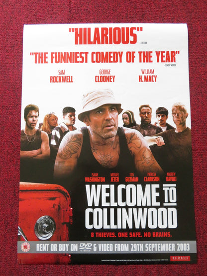 WELCOME TO COLLINWOOD VHS VIDEO POSTER SAM ROCKWELL GEORGE CLOONEY 2002 Rendezvous Cinema Movie posters