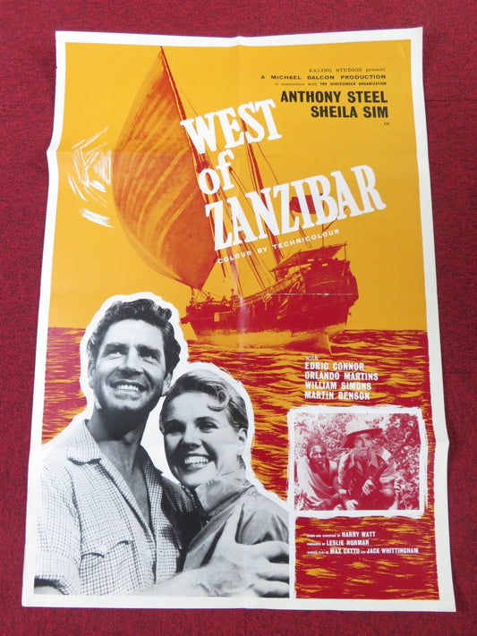 WEST OF ZANZIBAR FOLDED US ONE SHEET POSTER ANTHONY STEEL SHEILA SIM R1970S Rendezvous Cinema Movie posters