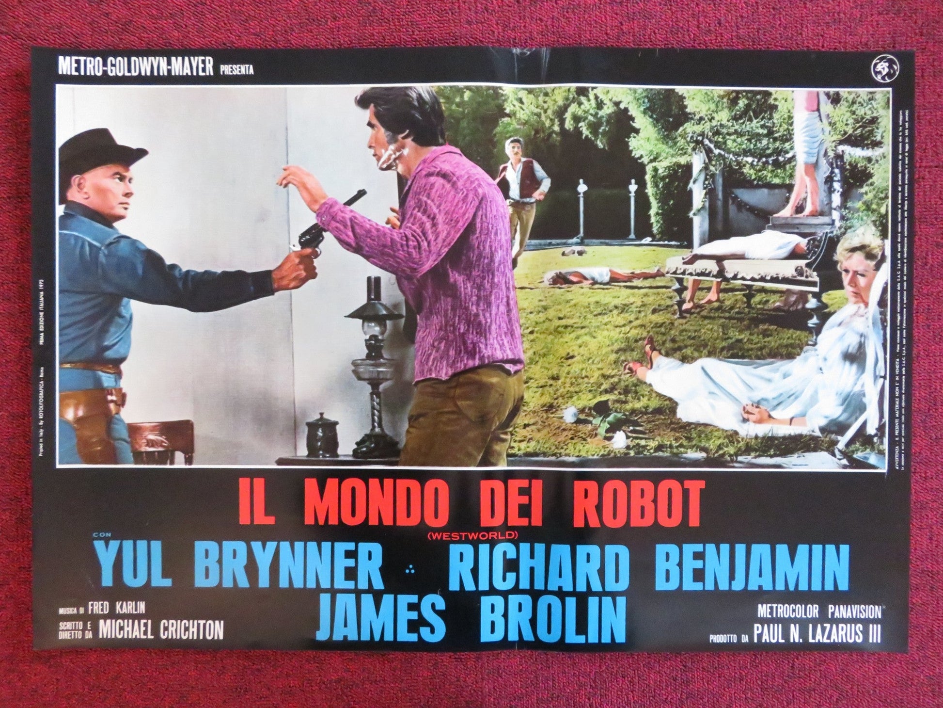 WESTWORLD - C ITALIAN FOTOBUSTA POSTER YUL BRYNNER JAMES BROLIN 1973 Rendezvous Cinema Movie posters
