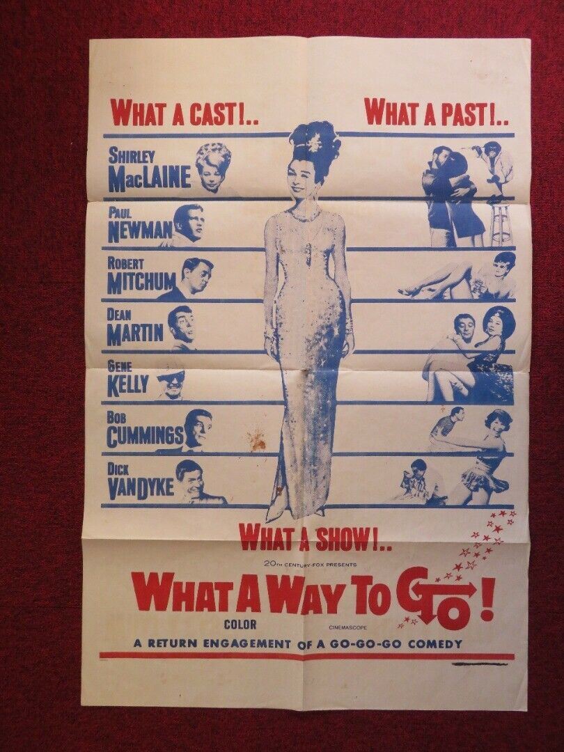 WHAT A WAY TO GO FOLDED US ONE SHEET POSTER SHIRLEY MACLAINE PAUL NEWMAN 1964 Movie posters