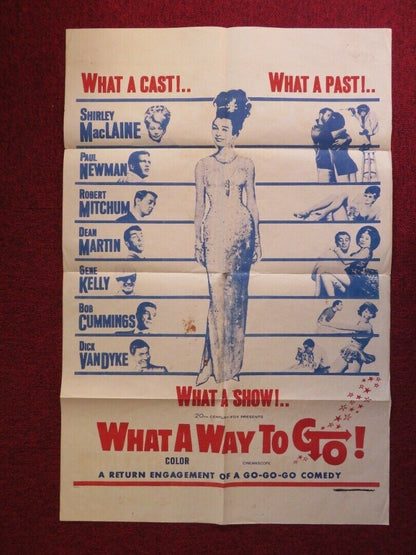 WHAT A WAY TO GO FOLDED US ONE SHEET POSTER SHIRLEY MACLAINE PAUL NEWMAN 1964 Movie posters
