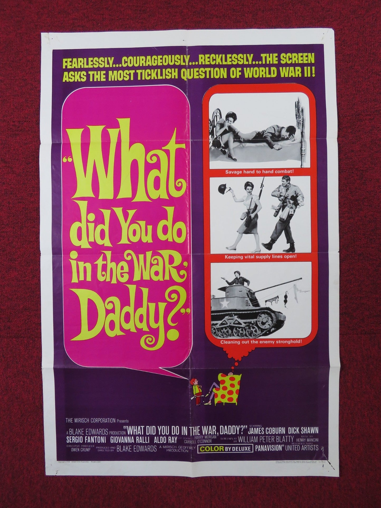 WHAT DID YOU DO IN THE WAR, DADDY? FOLDED US ONE SHEET POSTER JAMES COBURN 1966 Rendezvous Cinema Movie posters