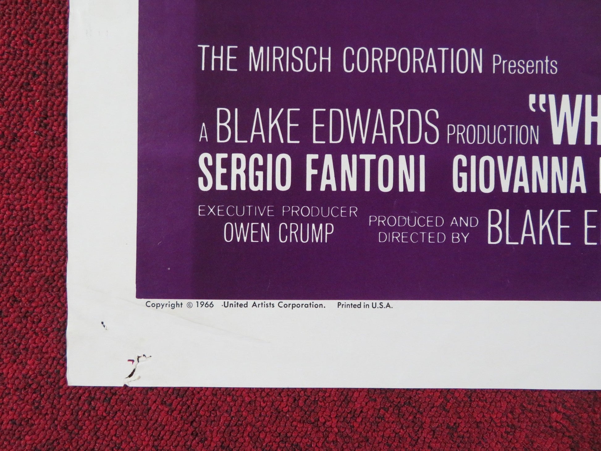 WHAT DID YOU DO IN THE WAR, DADDY? FOLDED US ONE SHEET POSTER JAMES COBURN 1966 Rendezvous Cinema Movie posters