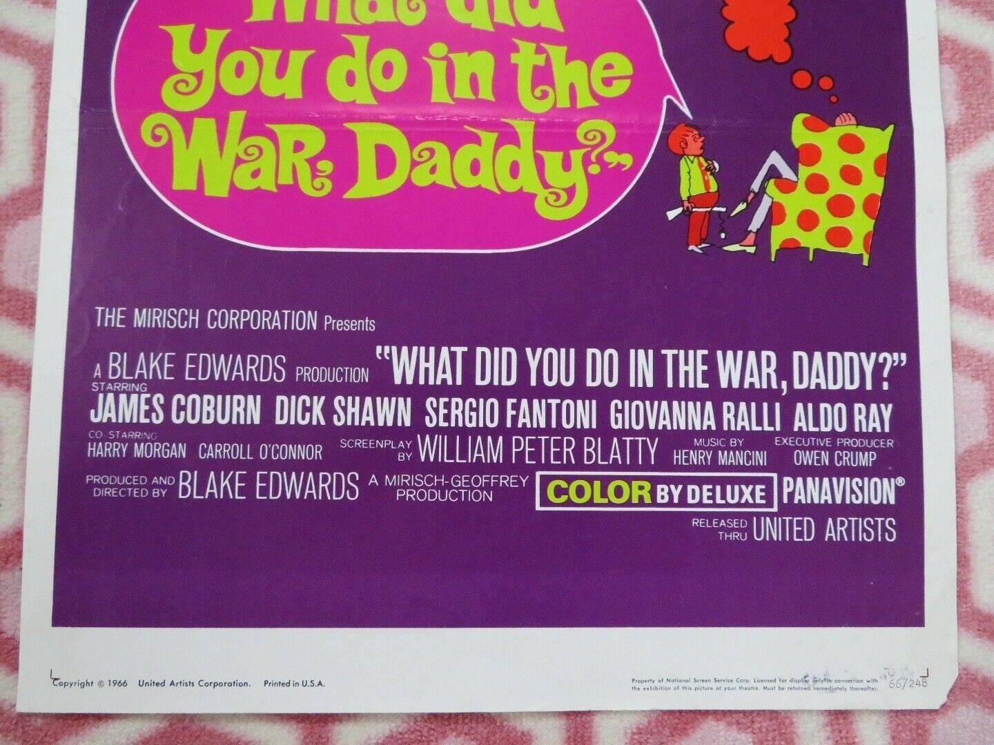 WHAT DID YOU DO IN THE WAR DADDY? US INSERT (14"x 36") POSTER JAMES COBURN 1966 Movie posters