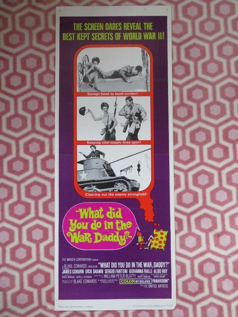 WHAT DID YOU DO IN THE WAR DADDY? US INSERT (14"x 36") POSTER JAMES COBURN 1966 Movie posters