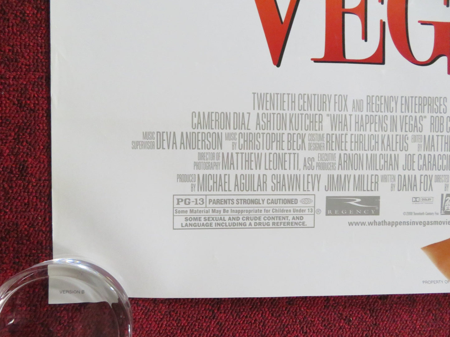 WHAT HAPPENS IN VEGAS US ONE SHEET ROLLED POSTER CAMERON DIAZ A. KUTCHER 2008 Rendezvous Cinema Movie posters