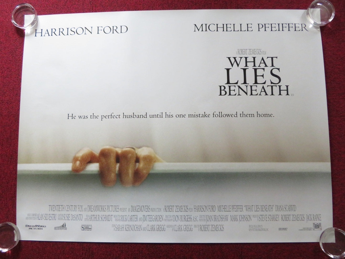 WHAT LIES BENEATH UK QUAD (30"x 40") ROLLED POSTER MICHELLE PFEIFFER 2000 Rendezvous Cinema Movie posters