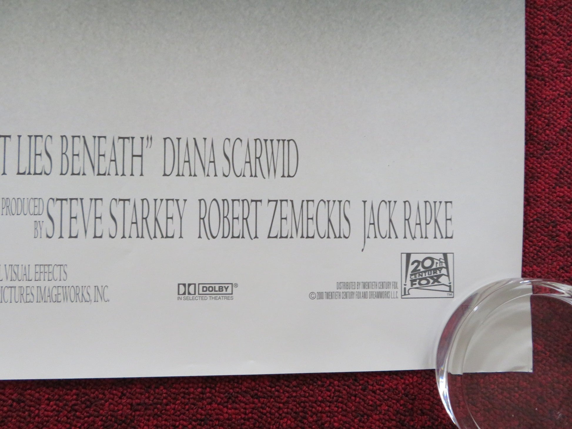 WHAT LIES BENEATH UK QUAD (30"x 40") ROLLED POSTER MICHELLE PFEIFFER 2000 Rendezvous Cinema Movie posters