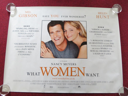 WHAT WOMEN WANT UK QUAD (30"x 40") ROLLED POSTER MEL GIBSON HELEN HUNT 2000 Rendezvous Cinema Movie posters