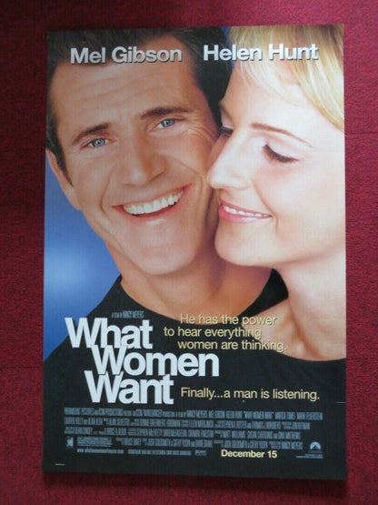 WHAT WOMEN WANT US ONE SHEET ROLLED POSTER MEL GIBSON HELEN HUNT 2000 Movie posters