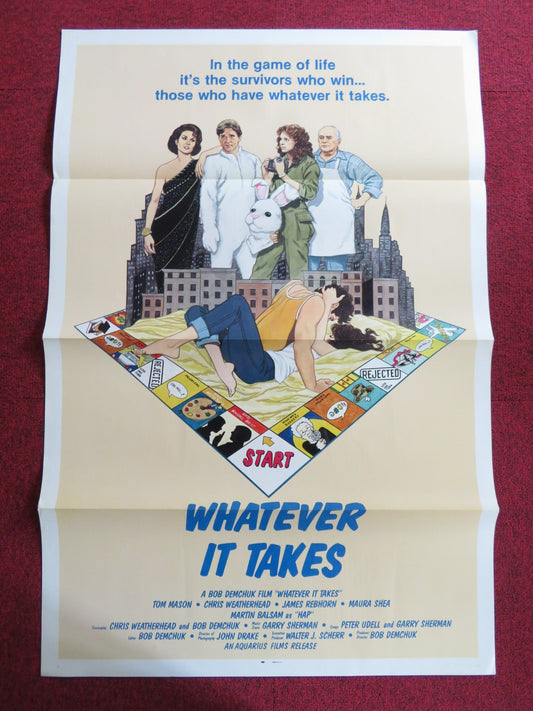 WHATEVER IT TAKES US TRI FOLDED ONE SHEET ROLLED POSTER TOM MASON M. BALSAM 1986 Rendezvous Cinema Movie posters