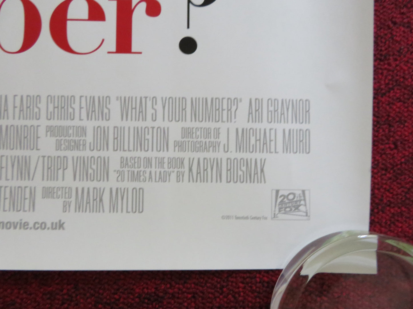 WHAT'S YOUR NUMBER? UK QUAD (30"x 40") ROLLED POSTER ANNA FARIS CHRIS EVANS 2011 Rendezvous Cinema Movie posters