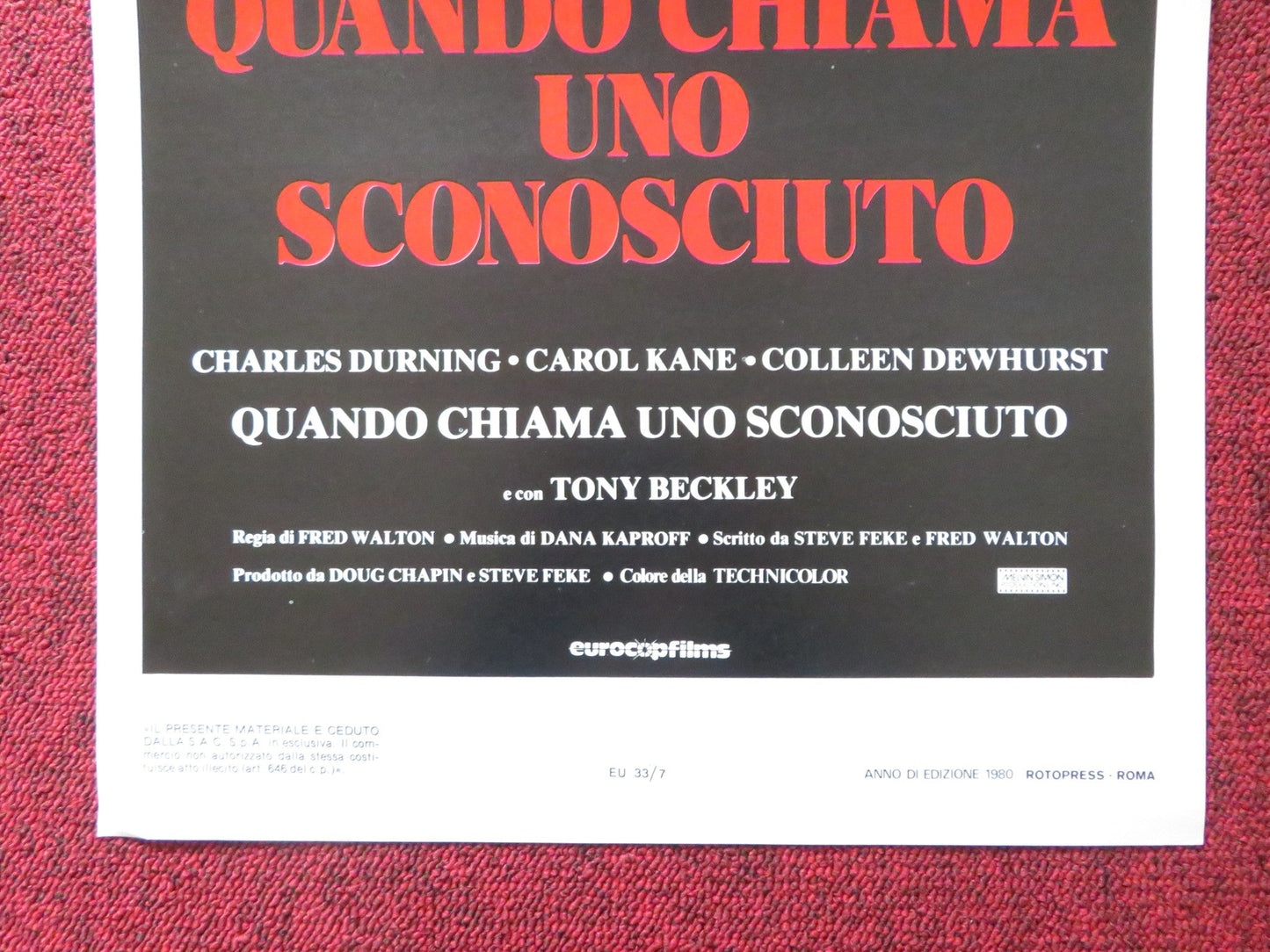 WHEN A STRANGER CALLS ITALIAN LOCANDINA POSTER COLLEEN DEWHURST DURNING 1979 Rendezvous Cinema Movie posters