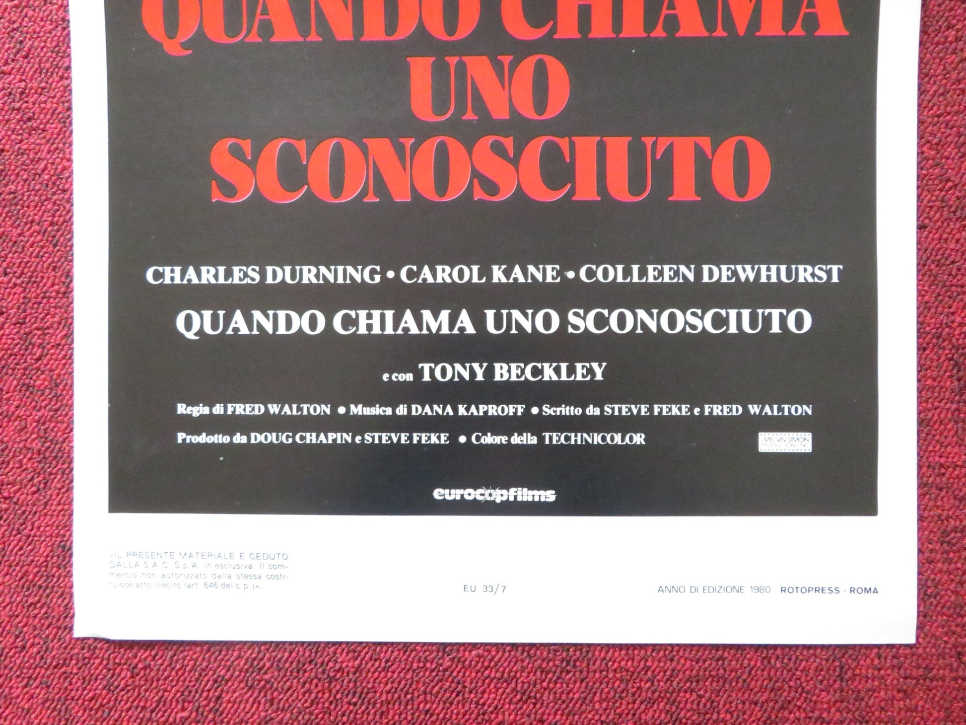 WHEN A STRANGER CALLS ITALIAN LOCANDINA POSTER COLLEEN DEWHURST DURNING 1979 Rendezvous Cinema Movie posters