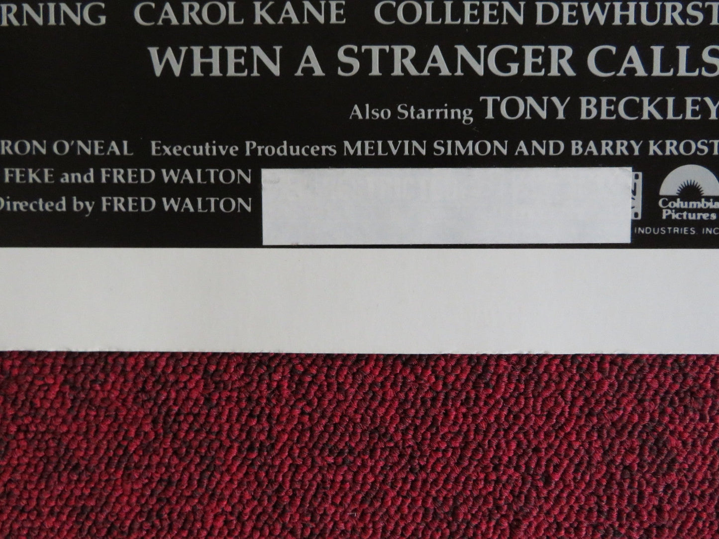 WHEN A STRANGER CALLS US HALF SHEET (22"x 28") POSTER CAROL KANE C. DURNING 1979 Rendezvous Cinema Movie posters