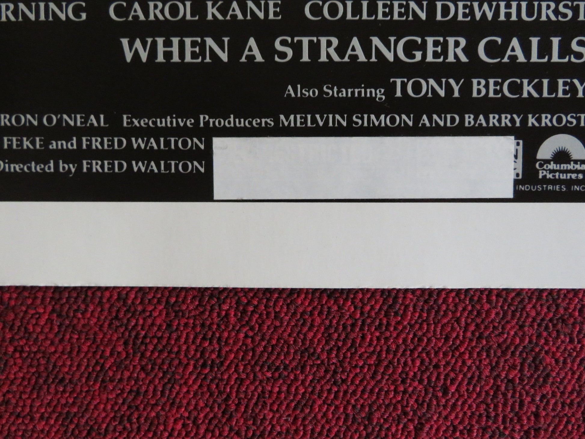 WHEN A STRANGER CALLS US HALF SHEET (22"x 28") POSTER CAROL KANE C. DURNING 1979 Rendezvous Cinema Movie posters