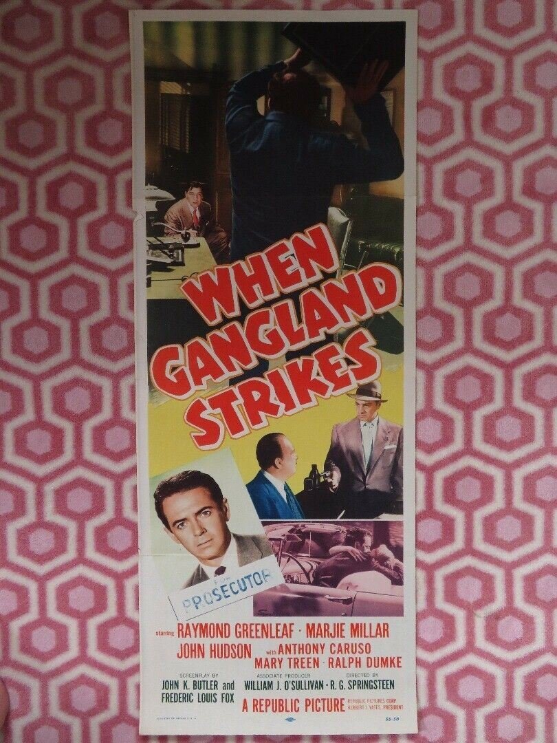 WHEN GANGLAND STRIKES US INSERT (14"x 36") POSTER RAYMOND GREENLEAF1956 - Rendezvous Cinema