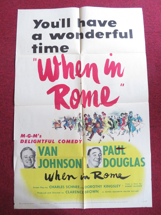 WHEN IN ROME FOLDED US ONE SHEET POSTER VAN JOHNSON PAUL DOUGLAS 1952 Rendezvous Cinema Movie posters