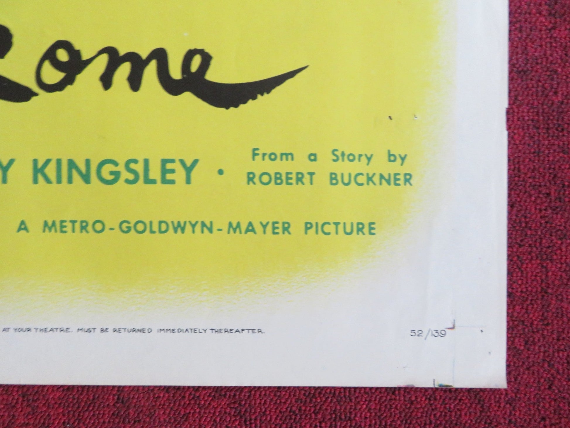 WHEN IN ROME FOLDED US ONE SHEET POSTER VAN JOHNSON PAUL DOUGLAS 1952 Rendezvous Cinema Movie posters