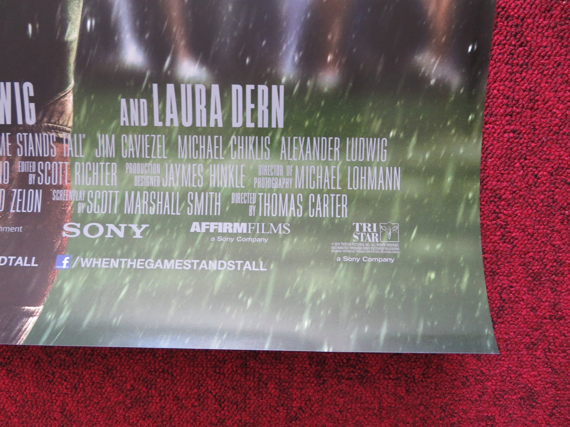 WHEN THE GAME STANDS TALL US ONE SHEET ROLLED POSTER JIM CAVIEZEL M. CHIKLI 2014 Rendezvous Cinema Movie posters