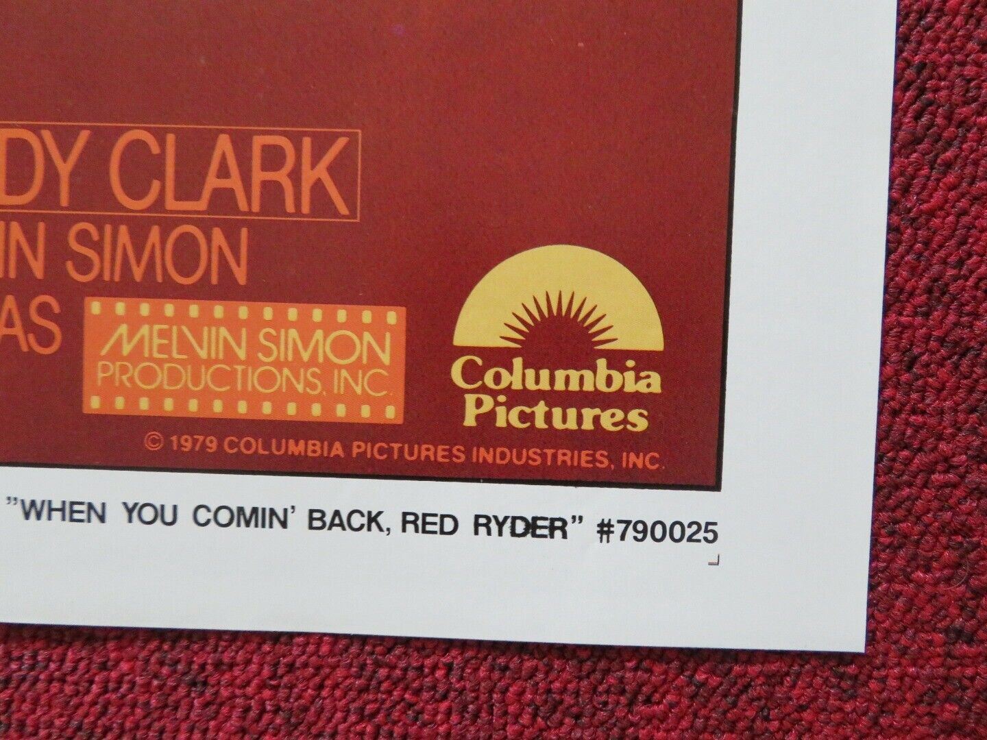 WHEN YOU COMIN' BACK, RED RYDER FOLDED US ONE SHEET POSTER MARJOE GORTNER 1979 Movie posters