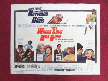 WHERE LOVE HAS GONE US HALF SHEET (22"x 28") POSTER S. HAYWARD BETTE DAVIS 1964 Rendezvous Cinema Movie posters