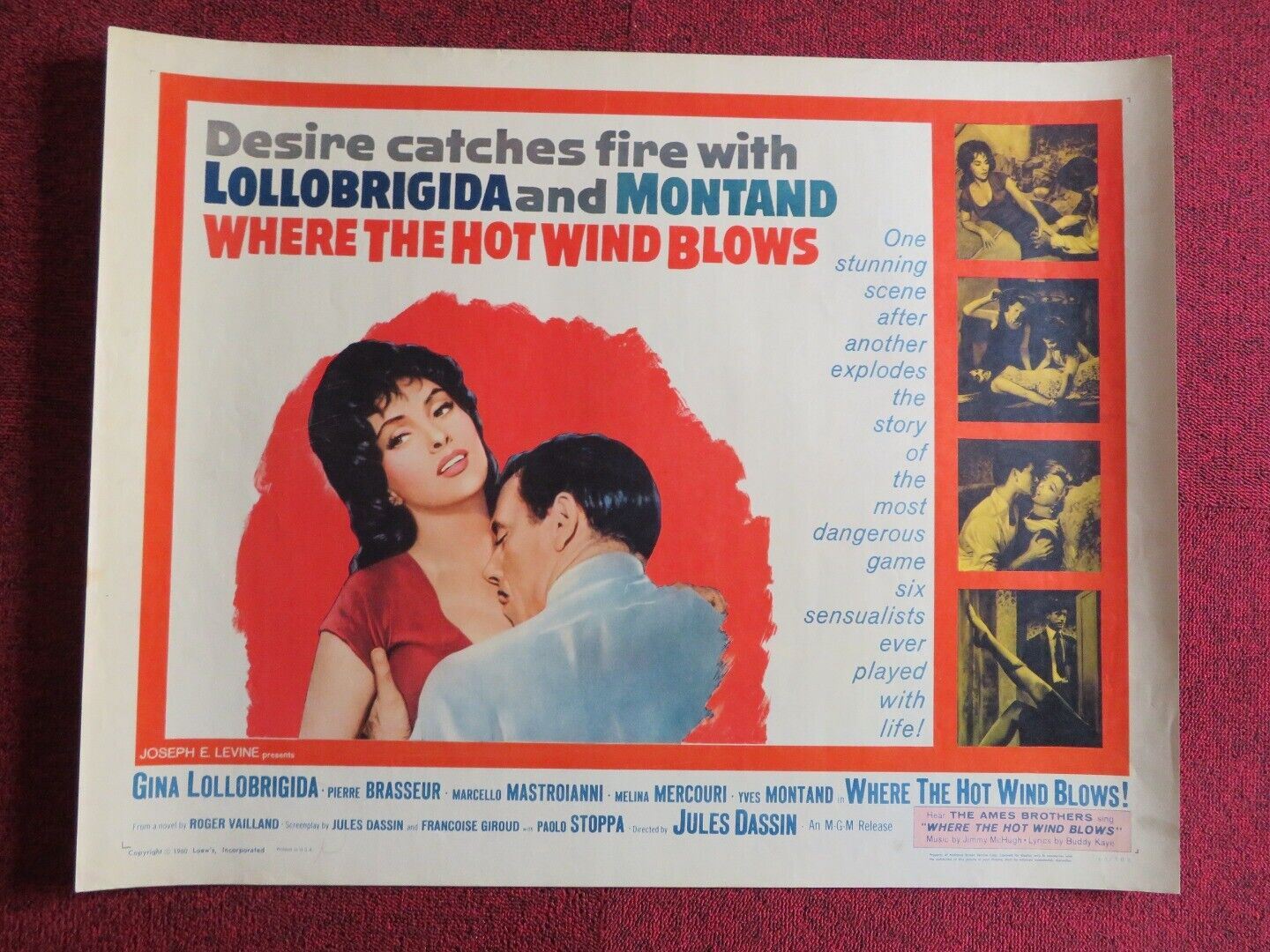 WHERE THE HOT WIND BLOWS US HALF SHEET (22"x 28") POSTER G LOLLOBRIGIDA 1960 - Rendezvous Cinema